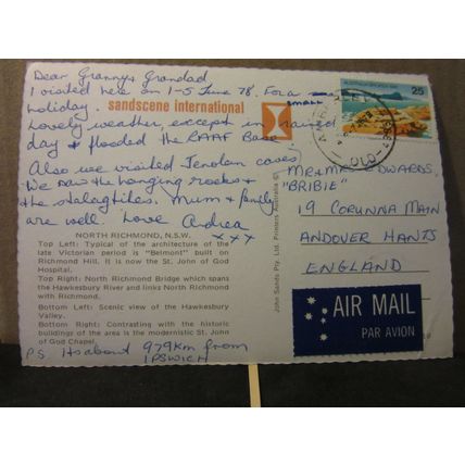 NORTH RICHMOND, NEW SOUTH WALES, AUSTRALIA used postcard. 1978 postmark =
