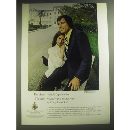 1974 Society Brand Nino Cerruti Antibes Plaid Suit Ad - Hotel du Cap d'Antibes