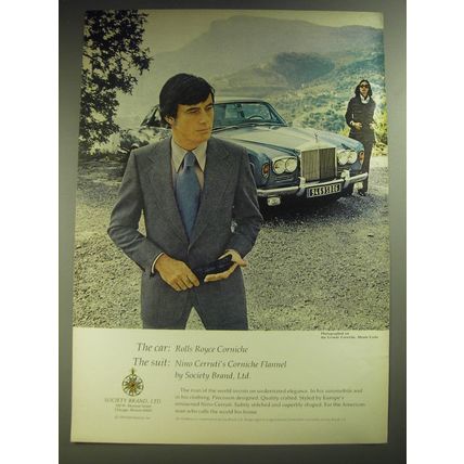 1974 Society Brand Nino Cerruti Corniche Flannel Suit Ad - Rolls Royce Corniche