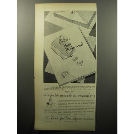 1951 Eaton's Post Preferred Paper Ad - How to choose fine letter paper
