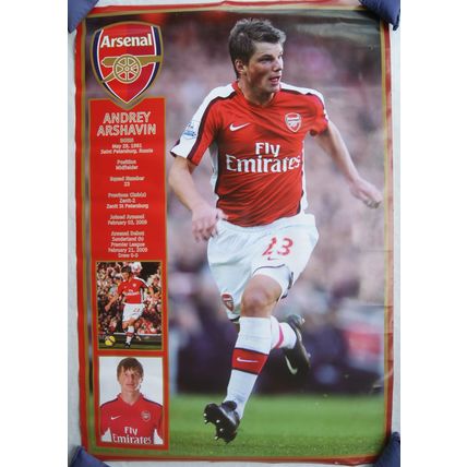 2009 Andrey Arshavin Arsenal Football Club Poster 36" x 24" approx