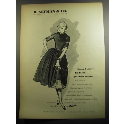 1951 B. Altman & Co. Dress Ad - Young Colony leads the petticoat parade