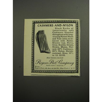 1951 Rogers Peet Socks Ad - Cashmere-and-nylon