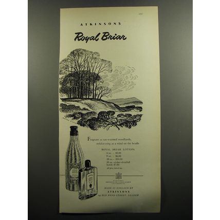1952 Atkinsons Royal Briar Lotion Advertisement