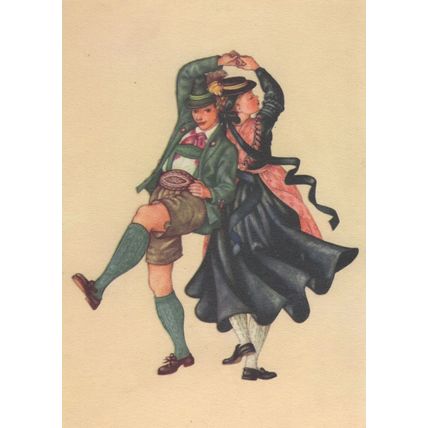 Salzburg Province Flachgau Austria Costume Dance Folklore Postcard