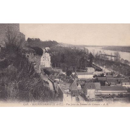 Rochecorbon Sommet Summit Antique Aerial French Postcard