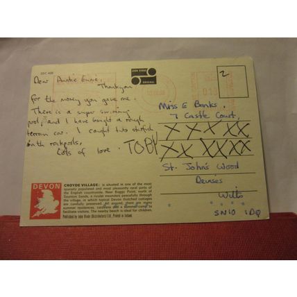THATCHED COTTAGE, CROYDE VILLAGE, DEVON used postcard by John Hinde 1988 pm =