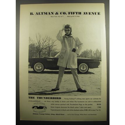1955 B. Altman & Co. Fashion Ad - The Thunderbird