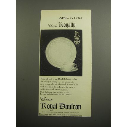 1955 Royal Doulton Pink Radiance China Advertisement - Choose Royally