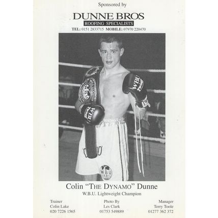 Colin Dunne Liverpool Boxer WBU Champion Publicity Card