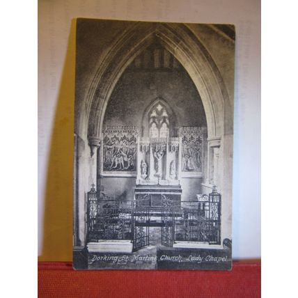 LADY CHAPEL, ST MARTINS CHURCH, Dorking, Surrey used antique postcard =