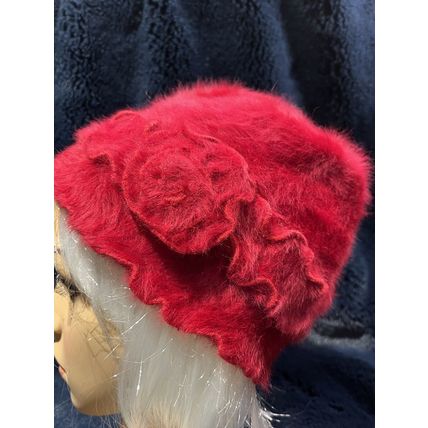Red Fashionable Hat! Small has holes & Sracthes on the leather on the side,.