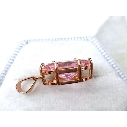Pink Cubic Zirconia Swiss Star® Oval Pendant 14k Rose Gold Overlay 925 Silver