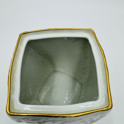 Limoges France Porcelain Floral Gold Painted Biscuit Jar Lidded 7" Twisted Rare
