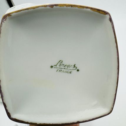 Limoges France Porcelain Floral Gold Painted Biscuit Jar Lidded 7" Twisted Rare