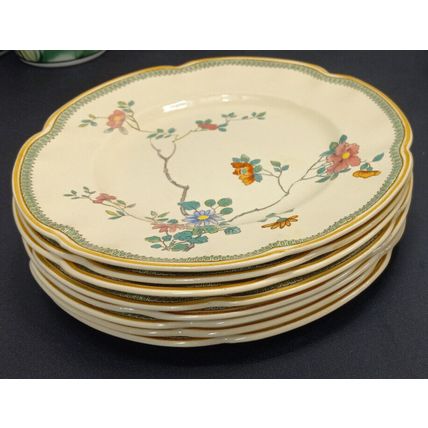 Vintage Victorian Johnson Bros Salad Plate Flower Design 8" ENGLAND 8 Set