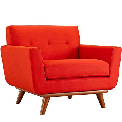 Classic Mid-Century Modern Tufted Club Chair Arms Green, Atomic Red, Azure Blue
