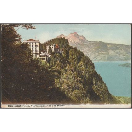 Bürgenstock Hotels, Vierwaldstättersee und Pilatus, 1909 - Goetz AK
