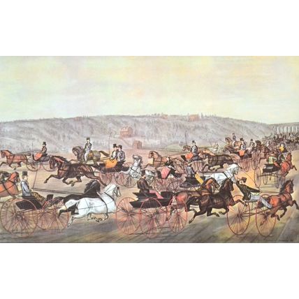 SPEEDING ON THE AVENUE 1952 Nathaniel Currier - James Merritt Ives PRINT