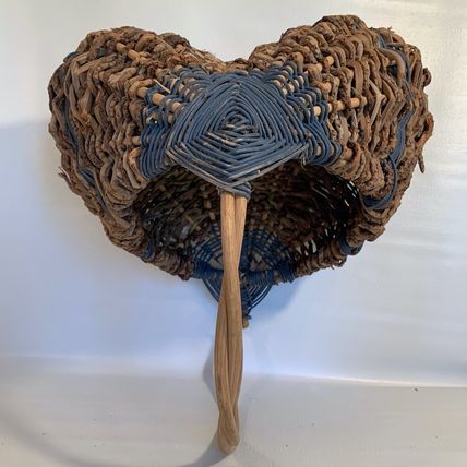 Vintage Basket Buttocks Egg Gathering Hand Woven Primitive Farmhouse Gods Eye
