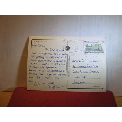 SUNSET, ISLAS CANARIA, SPAIN used postcard 1993 pm =