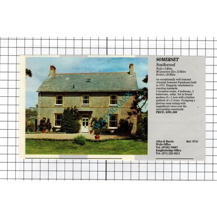 Southwood Somerset Farmhouse House Sale Advert - 1990 Cutting