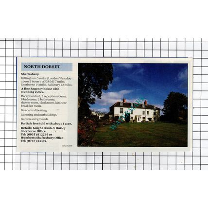Shaftesbury Dorset House Sale Advert - 1990 Cutting