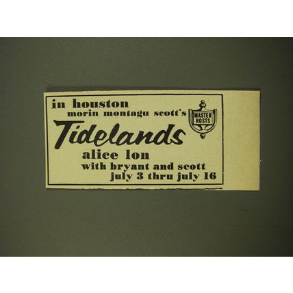 1961 Tidelands Motor Inn & Club Ad - Alice Lon with Bryant and Scott