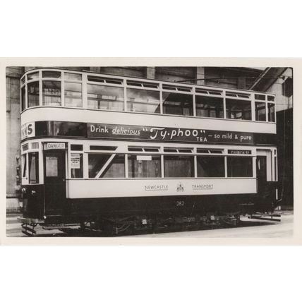 Newcastle Tramways Ty-Phoo Advertising Bus Old Dealer Antique Photo