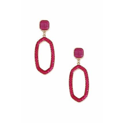 New Beaded Oval Post Drop Earrings