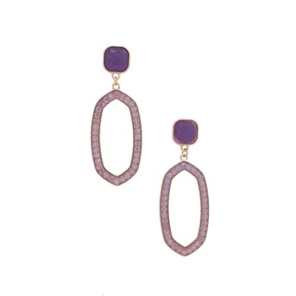 New Beaded Oval Post Drop Earrings