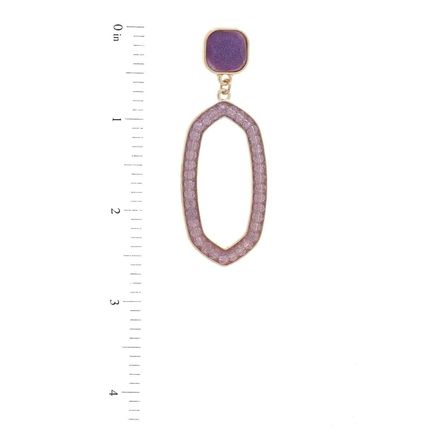 New Beaded Oval Post Drop Earrings