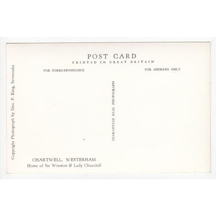 Chartwell House Home of Sir Winston & Lady Churchill Westerham Postcard RP Kent