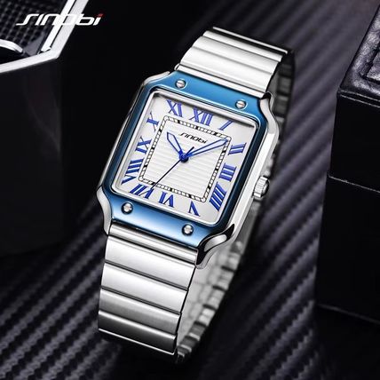Square Sinobi White Face MIYOTA Movement Sony Battery Silver Steel Strap Watch