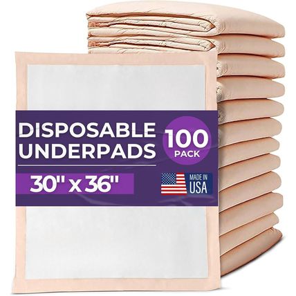 Premium Disposable Chucks Underpads 100 Count, 30" X 36" - Highly Absorbent Bed
