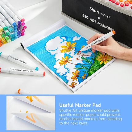 Shuttle Art 310 Colors Alcohol Markers, 309 Colors Dual Tip Art Marker Set plus
