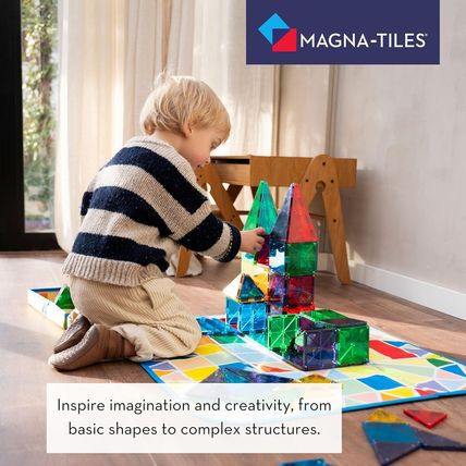 MAGNA-TILES Classic 100-Piece Magnetic Construction Set, the ORIGINAL Magnetic B