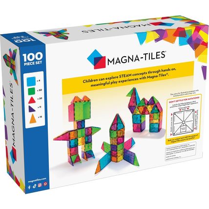 MAGNA-TILES Classic 100-Piece Magnetic Construction Set, the ORIGINAL Magnetic B