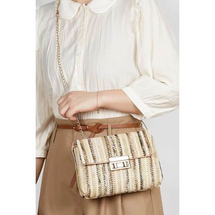 Camel Bohemian Woven Gold Chain Shoulder Bag