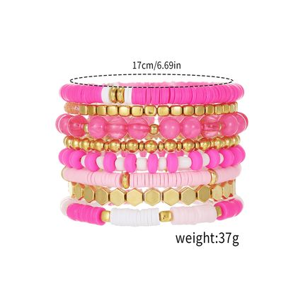 Sachet Pink 8pcs Valentine Vibe Beaded Elastic Bracelet Set