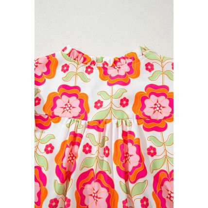 Rose Floral Printed Ruffled Long Sleeve Blouse