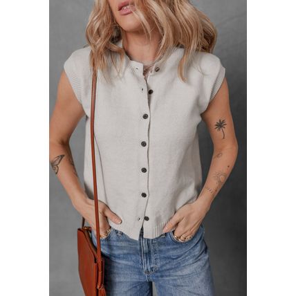 Jet Stream Button Up O Neck Sweater Vest