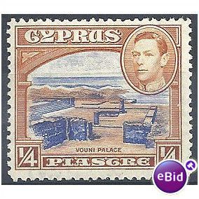 Cyprus 1938 SG151 1/4pi Ultramarine & Orange-Brown Mounted Mint.