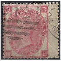 1867 SG103 3de Rose Plate 4 Wmk Spray Rose Good+/Fine Used Wing Margin "BD".