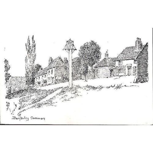 Danbury, Essex - Common, village - artist drawn postcard c.1970s