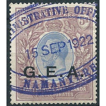 German East Africa 1917 SG59 5 Rupees Blue & Dull Purple Fine Used ....