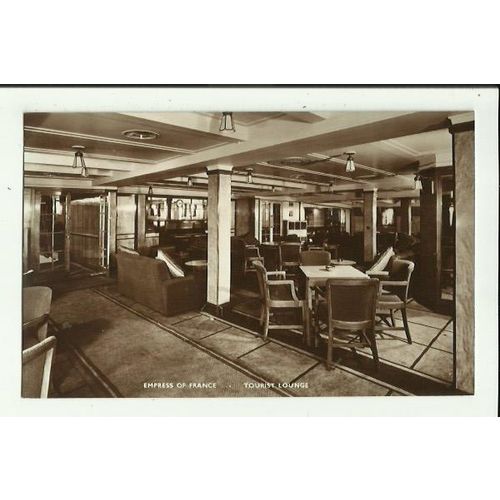 Canadian Pacific Tourist Lounge EMPRESS OF FRANCE Postcard