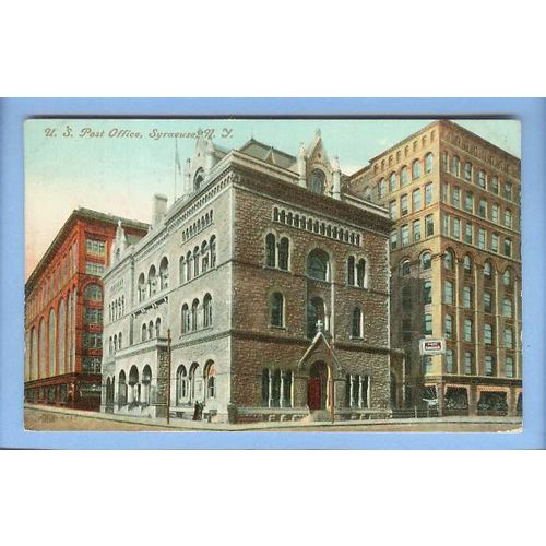 New York Syracuse U S Post Office Street Scene Intersection View Large Old~147
