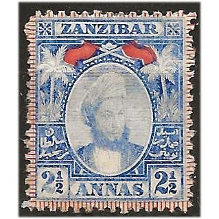 Zanzibar 1896 SG161 2 1/2a Pale Blue Mounted Mint . .. .