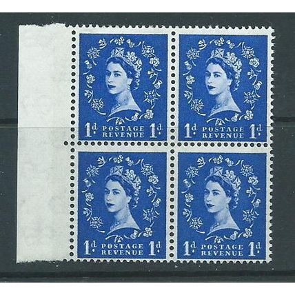 wildings sg611 sg 611 phospor white paper mnh fresh block 4 marginal